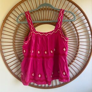 LOFT Hot Pink Embroidered Sleeveless Top